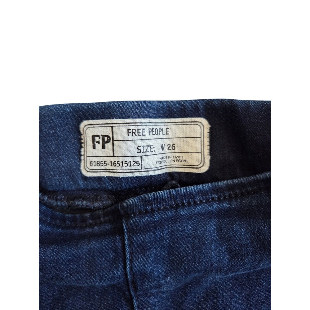 Free People High Rise Skinny Jeggings Dark Wash Raw Hem 61855-16515125 Womens 26 - Picture 3 of 3